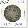 Image 1 : 1914 Canadian Silver 50 Cents. World War I issue. Key Date. Mintage of 160,128. G-6.