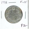 Image 1 : 1916 Canadian Silver 50 Cents. World War I issue. Key Date. Mintage of 459,070. F-15.