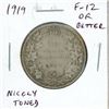 Image 1 : 1919 Canadian Silver 50 Cents. F-12 or better. Nicely Toned