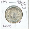 Image 1 : 1942 Canadian Silver 50 Cents. Reverse Die Crack from 2 in date to Rim. EF-40. Nice.