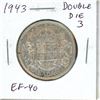 Image 1 : 1943 Double Die 3 Canadian Silver 50 Cents. EF-40. Nice. Scarce.