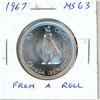 Image 1 : 1967 Canadian Silver 50 Cents. MS-63. Bright White. From an original Mint roll.