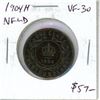 Image 1 : Newfoundland 1904H Large Cent. Heaton Mint. Key Date. Mintage of 100,000. VF-30. Nice.