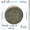 Image 1 : Newfoundland 1917c Silver 50 Cents. Minted In Ottawa because of World War I. F-12 or better.