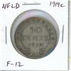 Image 1 : Newfoundland 1919c Silver 50 Cents. Minted in Ottawa. F-12 or better.
