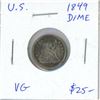 Image 1 : U.S. 1849 Liberty Seated Silver Dime. VG-8.