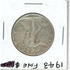 Image 1 : U.S. 1943 Walking Liberty Silver Half Dollar. Philadelphia Mint. F-12 or better.