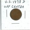 Image 1 : U.S 1978D Lincoln Cent Error. Coin has been struck Off Centre on both sides.