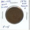 Nova Scotia. 1840 pre-Confederation Token. Half Penny. Medium O. Queen Victoria. Thistle. NS-1E2. F-