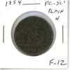 Province of Canada. 1854 Half Penny. Plain 4. PC-5C1. F-12.