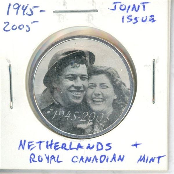1945 – 2005 Joint Issue of the Mint in the Netherlands and the Royal Canadian Mint Medal. Silver. De