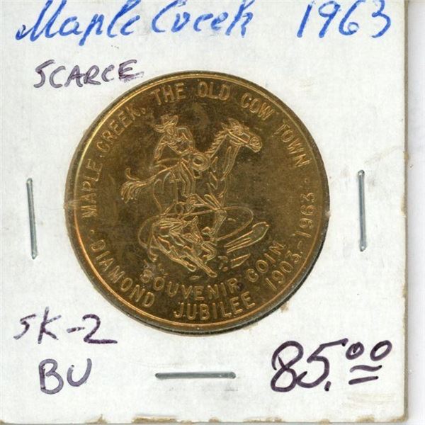 Maple Creek, Saskatchewan. 1963 Trade Dollar. SK-2. Saskatchewan’s second Trade Dollar. Scarce. BU.