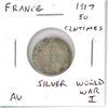 Image 1 : France. 1917 50 Centimes. World War I Silver coin. AU.