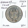Image 1 : Germany, Third Reich. 19356 A 5 Reichsmark. Berlin Mint. Silver. Hindenburg/Eagle. VF+.