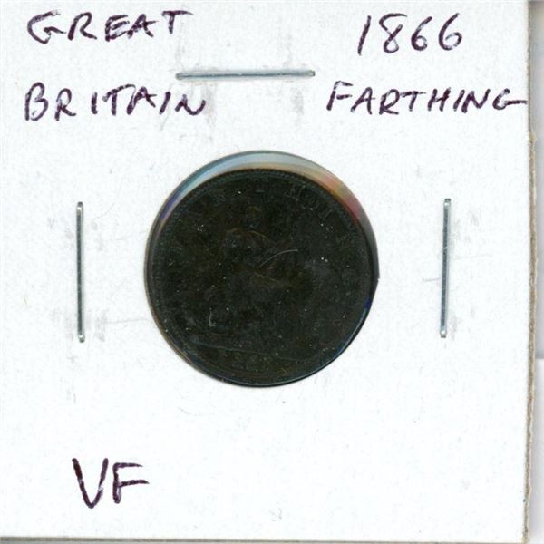 Great Britain. 1866 Farthing. Victoria. VF.