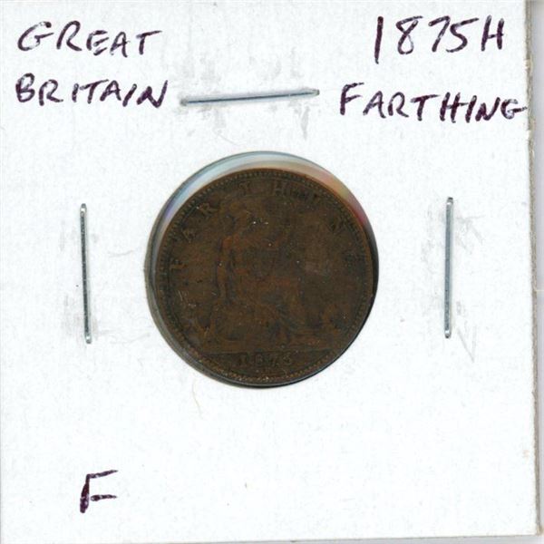 Great Britain. 1875H Farthing. Victoria. Heaton Mint. F.
