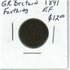 Great Britain. 1891 Farthing. Victoria. EF.