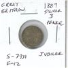 Great Britain. 1887 Silver 3 Pence. Jubilee Crown. F-12.