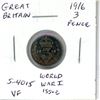 Great Britain. 1916 Silver 3 Pence. World War I issue. VF.