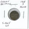 Great Britain. 1918 Silver 3 Pence. Last year of World War I. VF.