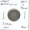 Great Britain. 1887 Silver 6 Pence. Jubilee Crown. VF+.