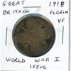 Great Britain. 1918 Silver Florin. World War I issue. VF. Nice.