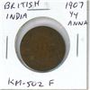 British India. 1907 ¼ Anna. Edward VII, Emperor of India. Fine.