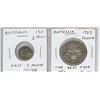 Lot of 2 Australian silver coins. 1910 silver 3 Pence (the first year of issue) in F-12 condition an