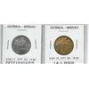 Lot of 2 coins from Guinea-Bissau. 1977 50 centavos and 1977 2 ½ Pesos. First coinage of the new non