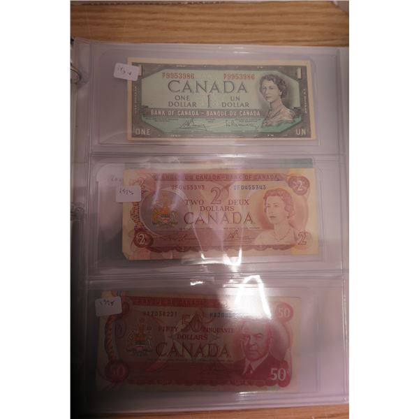 Mixed Canadian Notes Collection in Binder