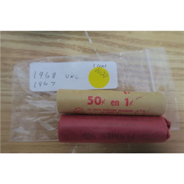 2 Canadian Penny Rolls 68-67