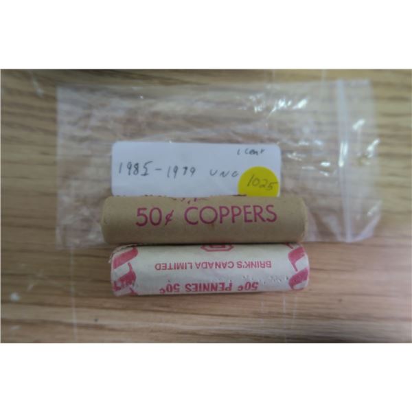 2 Canadian Penny Rolls 79-85