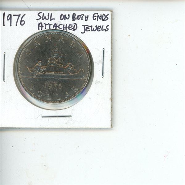 1976 Canadian Silver Dollar SWL On Both Ends Attached Jewels