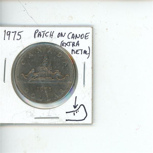1975 Canadian Silver Dollar Patch on Canoe (Extra Metal)
