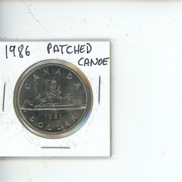 1986 Canadian Silver Dollar Patched Canoe