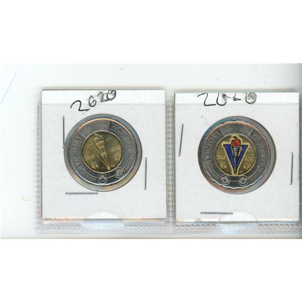 2 2020 Canadian Toonies Commemorating V Day
