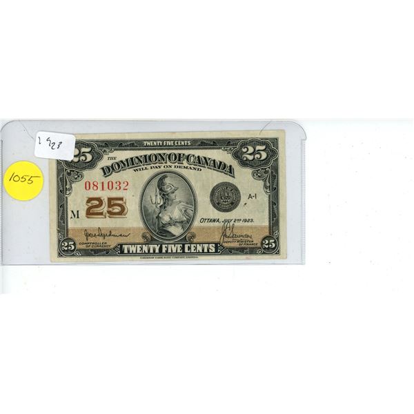 1923 Canadian 25 Cent Bank Note