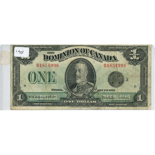 1923 Canadian One Dollar Bank Note