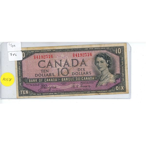 1954 Canadian 10 Dollar Bank Note