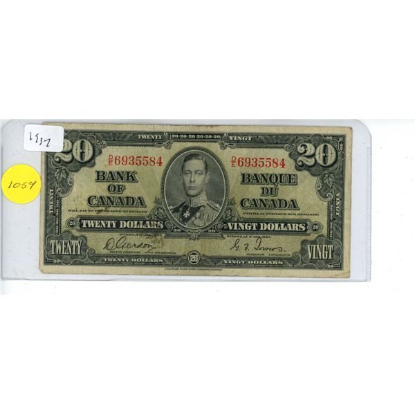 1937 Canadian 20 Dollar Bank Note