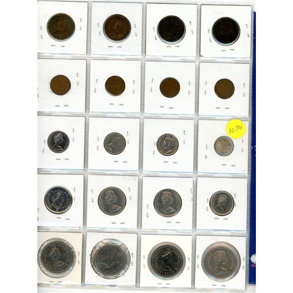 Binder Page of Various Canadian Coins 1915 - 2020