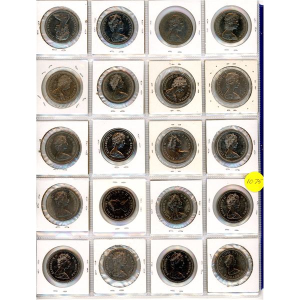 Binder Page of Various Canadian Coins 1960s - 1980s