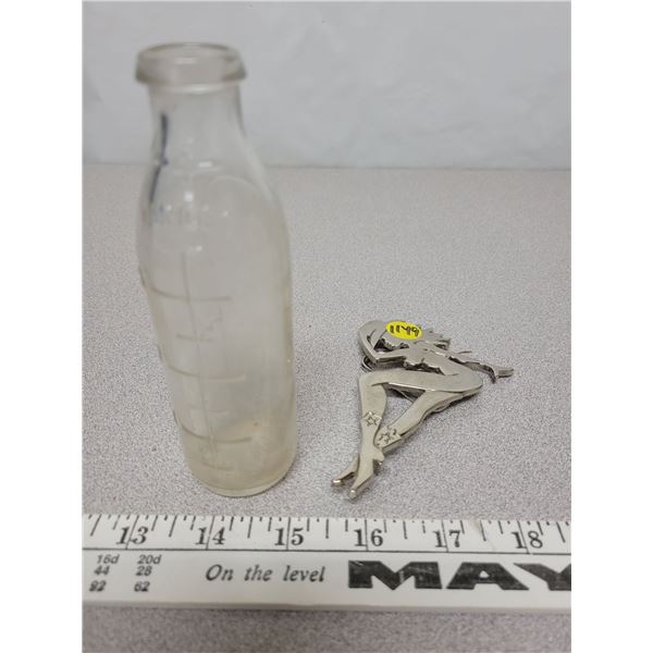 Womens belt buckle, Pyrex baby bottle