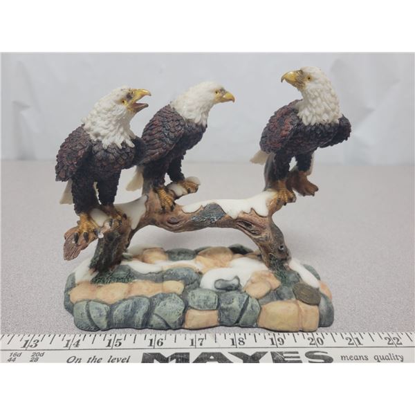 3 sitting eagles, resin *damaged*