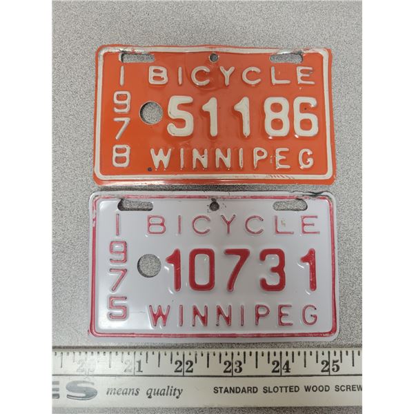 2 Winnipeg bicycle license plates