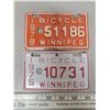 Image 1 : 2 Winnipeg bicycle license plates