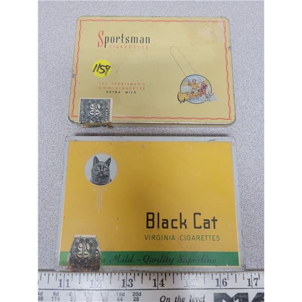 2 Flat 50 cigarette tins