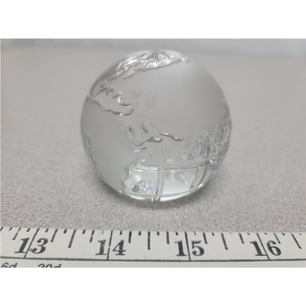 Glass world globe paper weight