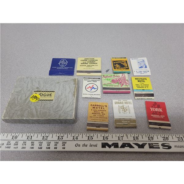 Assorted vintage match book covers