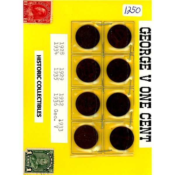 George V Once Cent Collection 1928, 29, 32, 33, 34, 35, 36